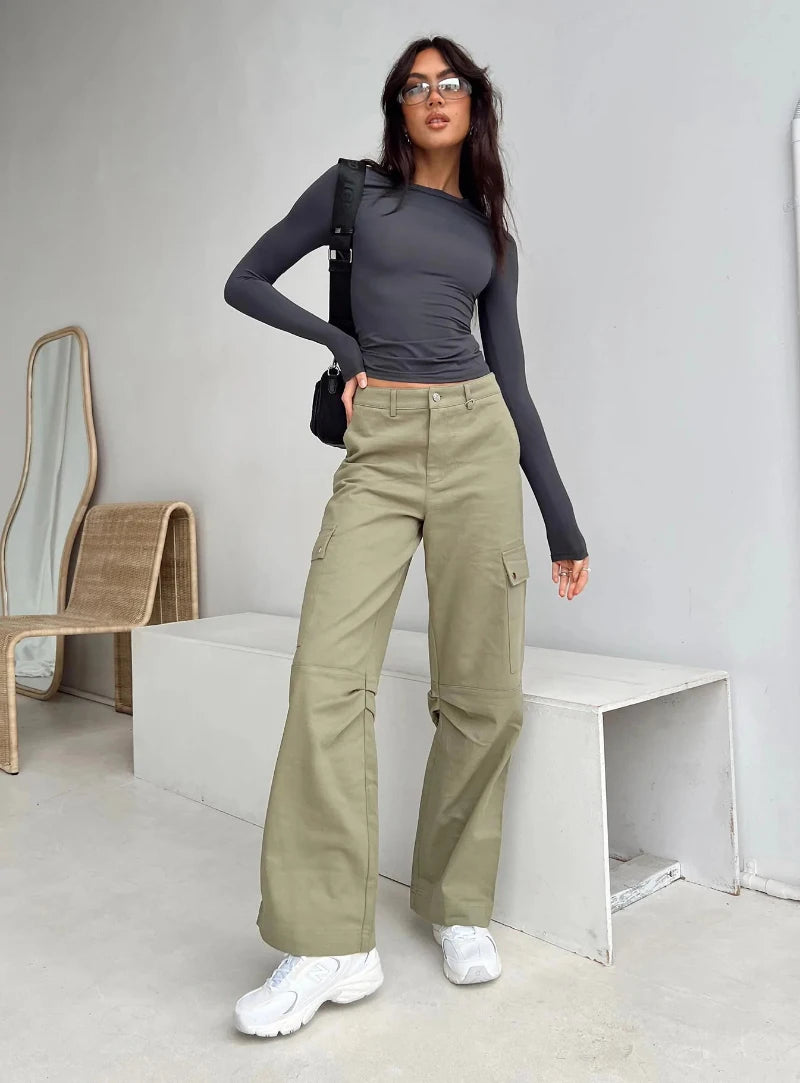 Women's Long Sleeve T-Shirt – Slim Fit, Solid Color Pullover, Basic Y2K Streetwear for Spring & Autumn