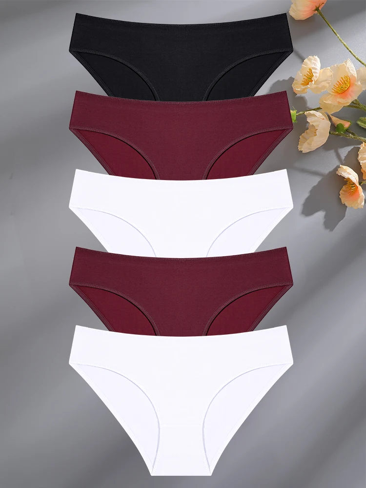 5PCS/Set Cotton Lingerie Panties – Women Underwear, Sexy Femme Underwear, Women's Underpant Panty, 8 Solid Color Briefs