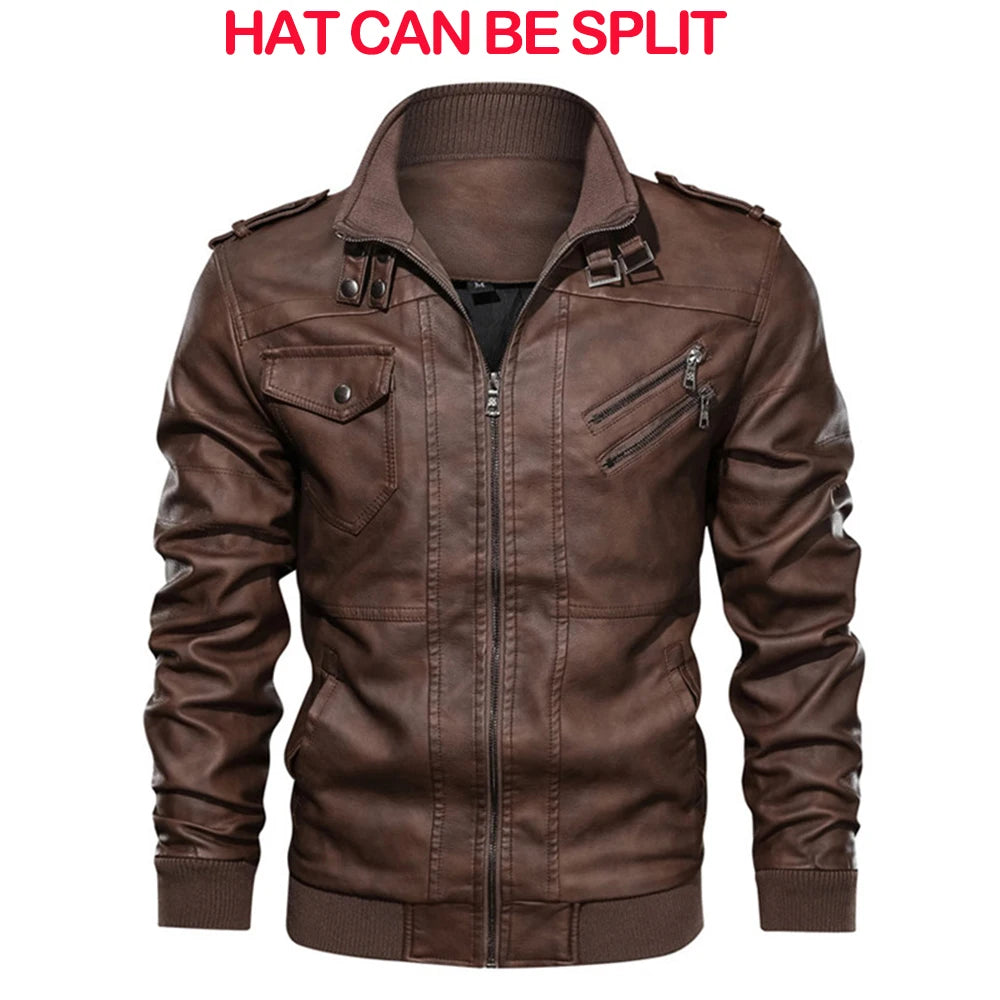 Men's Leather Jackets – Autumn Casual Motorcycle PU Jacket, Biker Leather Coats, Brand Clothing