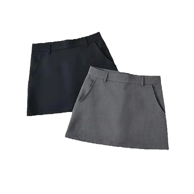 Women's Fashion A-Line Mini Skirt – Solid Color, Back Zipper, Vintage High Waist, Chic Style