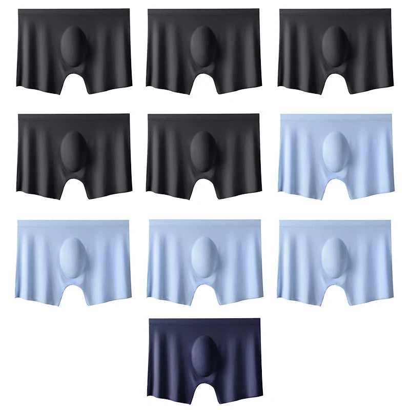 Men's Ice Silk Boxers – 10 Pcs/Lot, Seamless, Ultra-Thin, Breathable, Summer Sexy Underwear Shorts