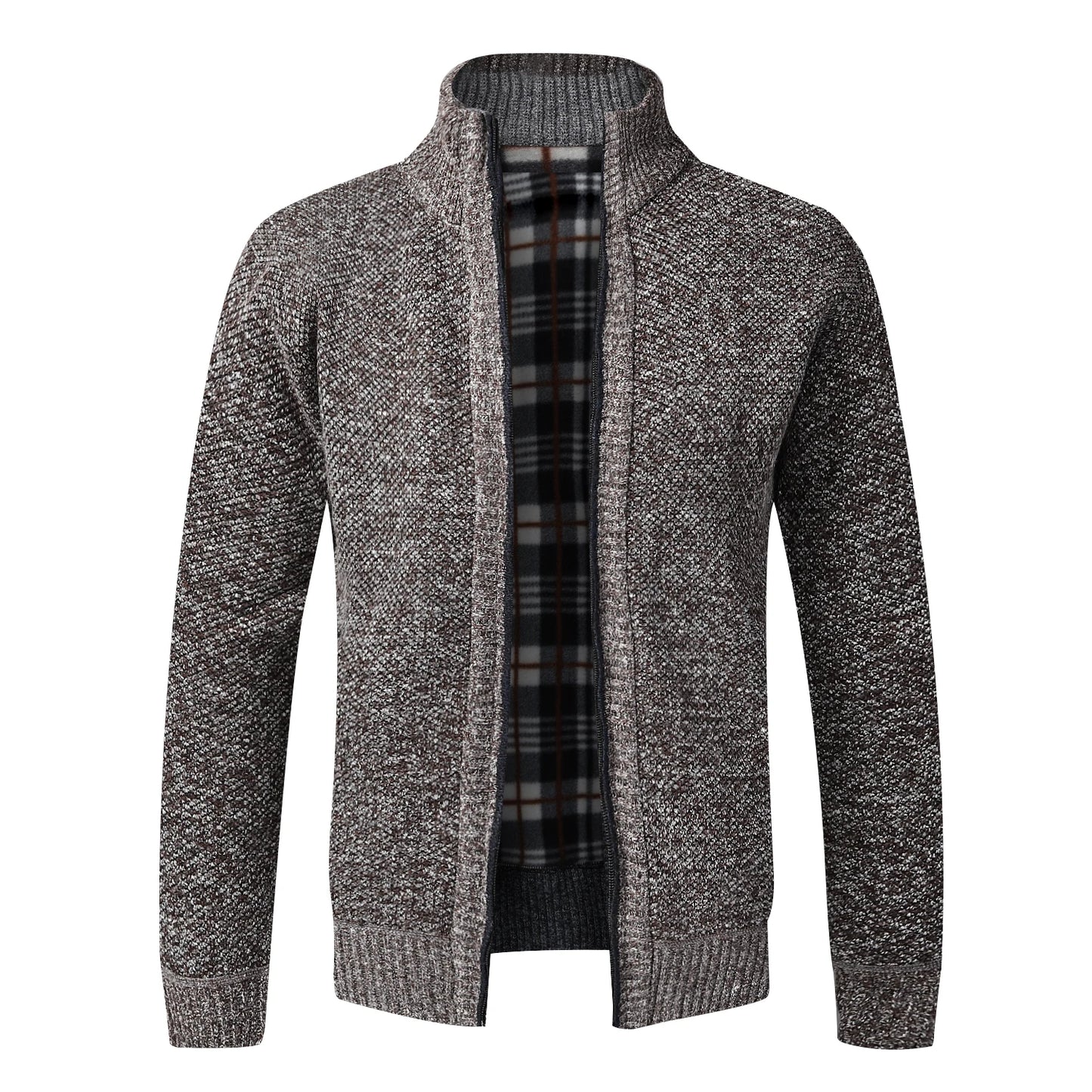 Warm Cardigan – Men's Fleece Sweater With Full Zip, Slim Fit, And Luxury Brand Knitted Design, Perfect For Cold Weather