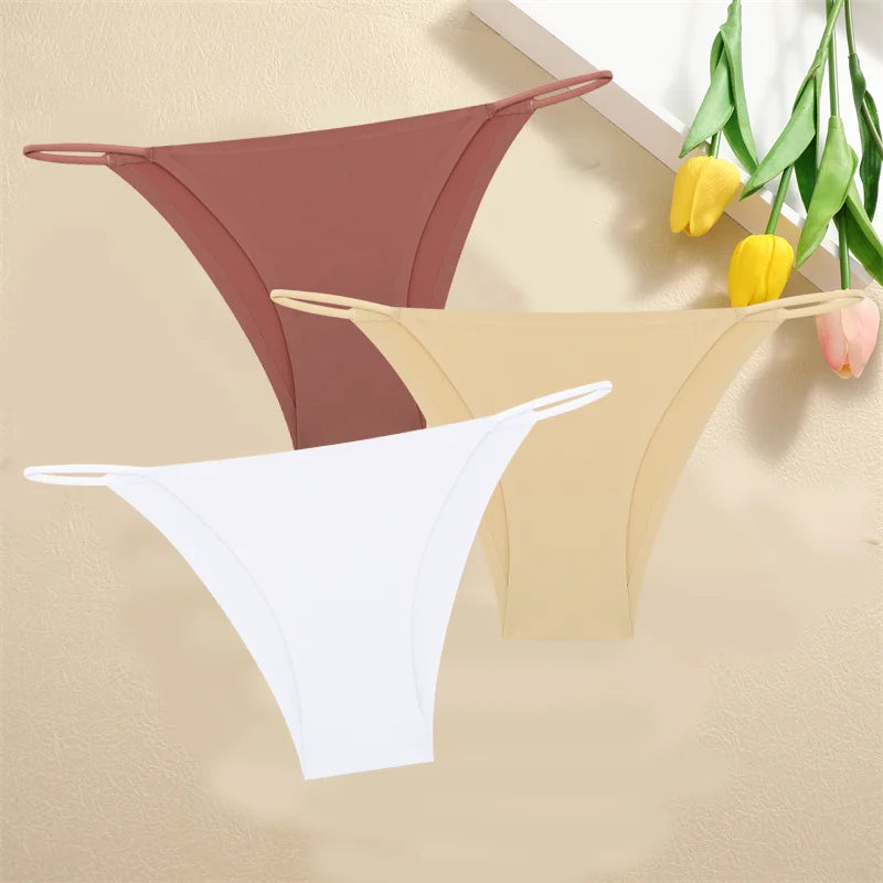 3PCS Seamless Panties – Women Low Waist Briefs, Sexy Stretch Bikini Underwear, Ladies Comfortable Stretch G-string T-back
