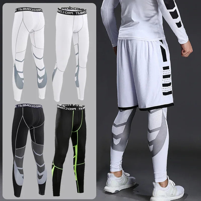 Men's Lycra Compression Pants – Cycling, Running, Basketball, Soccer, Elastic Sweatpants, Fitness Tights, Legging Trousers, Rash Guard