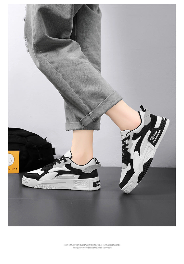 Men's Sneakers – Comfortable Platform, Lace-up Vulcanized Shoes, White Casual Sneakers