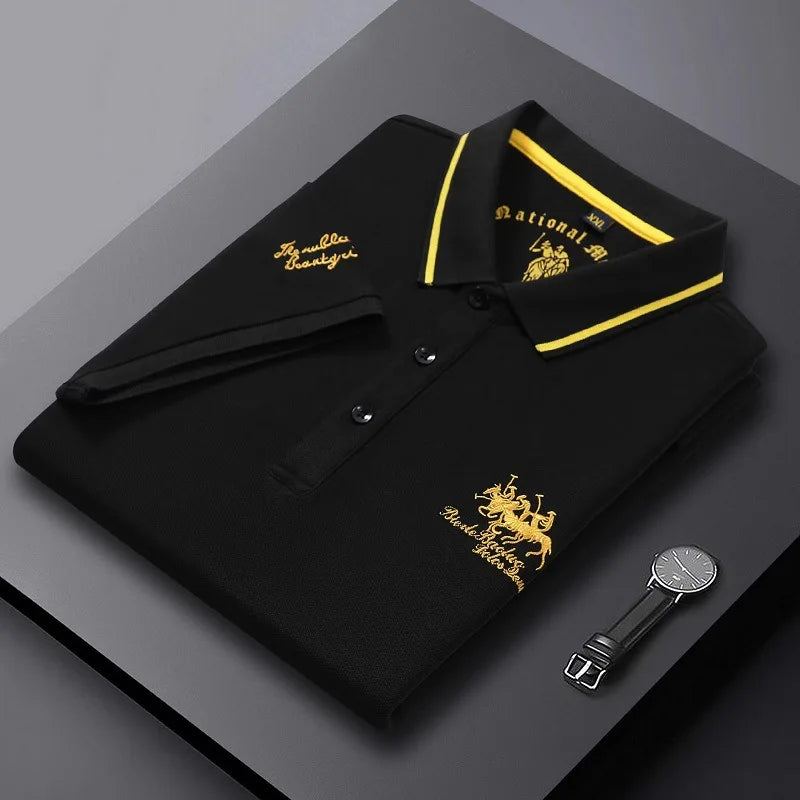 Men's Embroidered Polo Shirts – Short Sleeve Luxury Top With Lapel, Casual And Breathable, Lightweight T-Shirt For Men