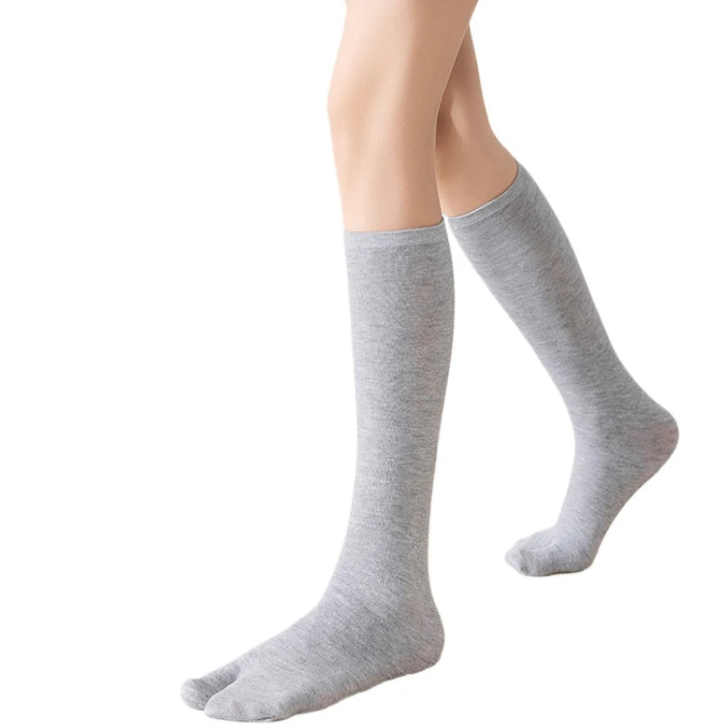 Japanese Kimono Thigh High Socks – Pure Cotton, White, Two-Finger Split Toe, Long/Short Tube, Cosplay Stay-Up Socks