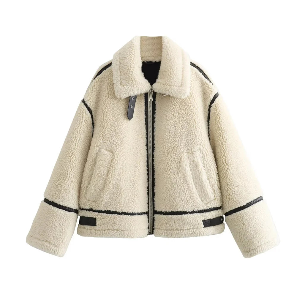 Women's European & American Style Faux Fur Motorcycle Jacket – Autumn Coat with Fur Integration