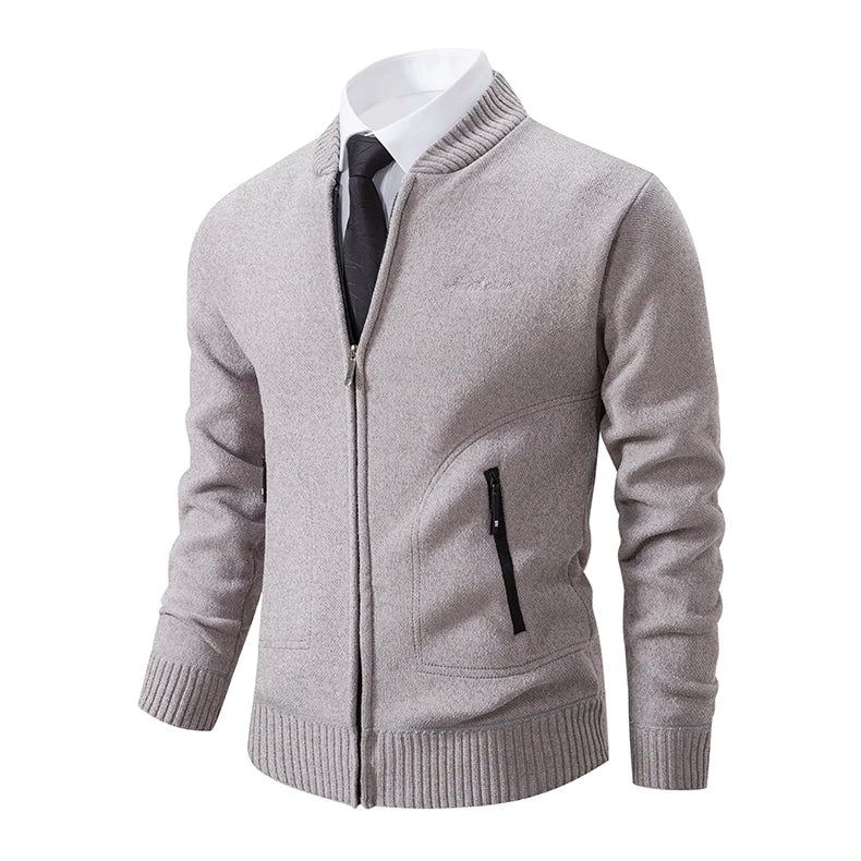 Knitwear Men's Stand-up Collar Thick Warm Cardigan Sweater – Loose Fit, Casual Winter Coat
