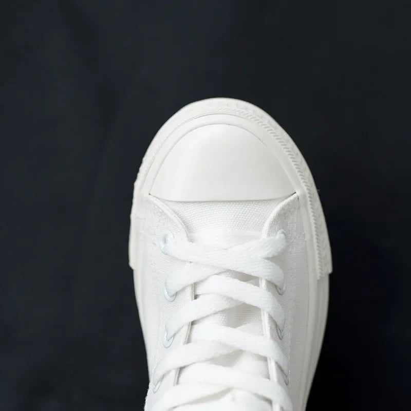 Women's Canvas Long Boots – High-Top, Lace-Up Knee-High Flats, Casual Vulcanized Sneakers