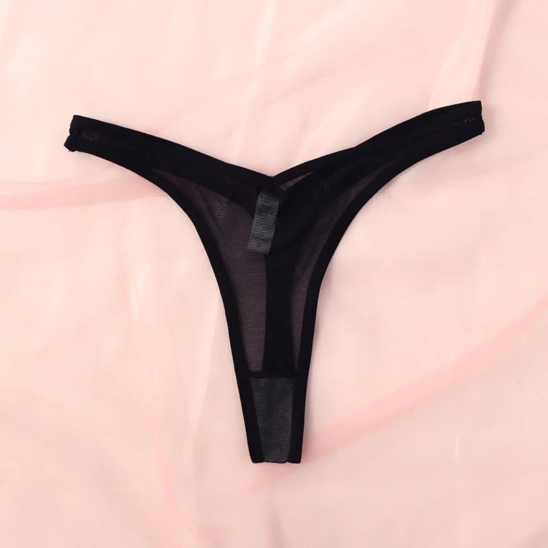 Seamless Tiny Thong Panties – Sexy Translucent Mesh, Soft T-Back, Tangas Lingerie for Women