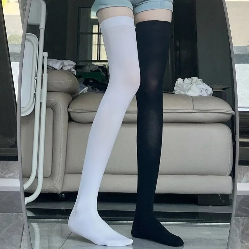 4 Pairs Summer Thin Stockings – Women Lolita Long Socks, Knee High, Fashion Cosplay, Sexy, Nylon, Transparent