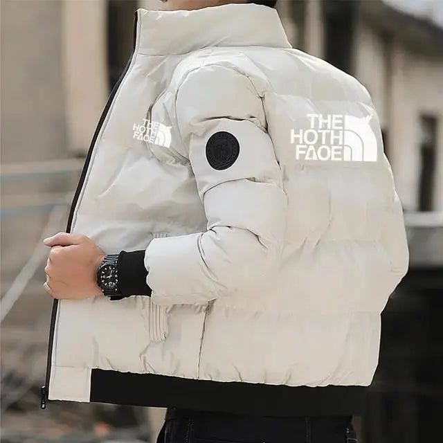 Men's Padded Cotton Jacket – Tiger Head Logo, Short, Thick, Casual Parkas, Winter Trend