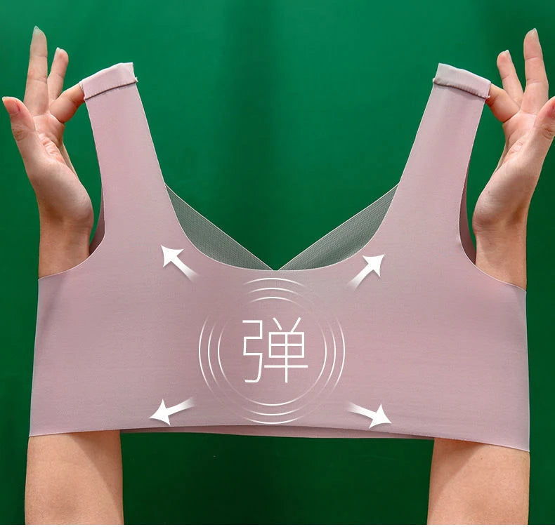 3PCS Ice Silk Seamless Sport Bra – Gathered, Anti-Sagging, No Steel Ring, Comfortable Large Size, Sexy Vest Bralette