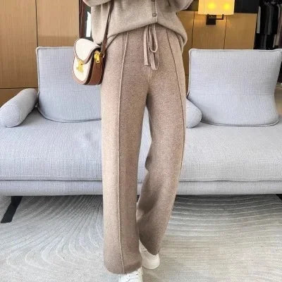 High-Waisted Wool Cloud Pants – Loose Fit, Casual, Straight Leg, Outerwear, Autumn/Winter, New Arrival