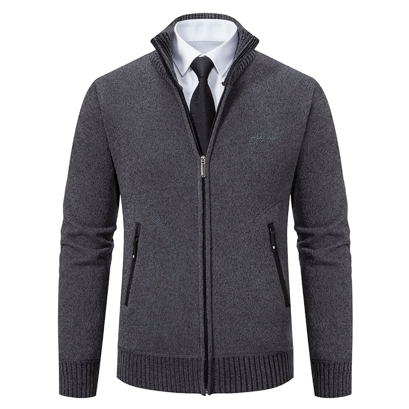 Knitwear Men's Stand-up Collar Thick Warm Cardigan Sweater – Loose Fit, Casual Winter Coat