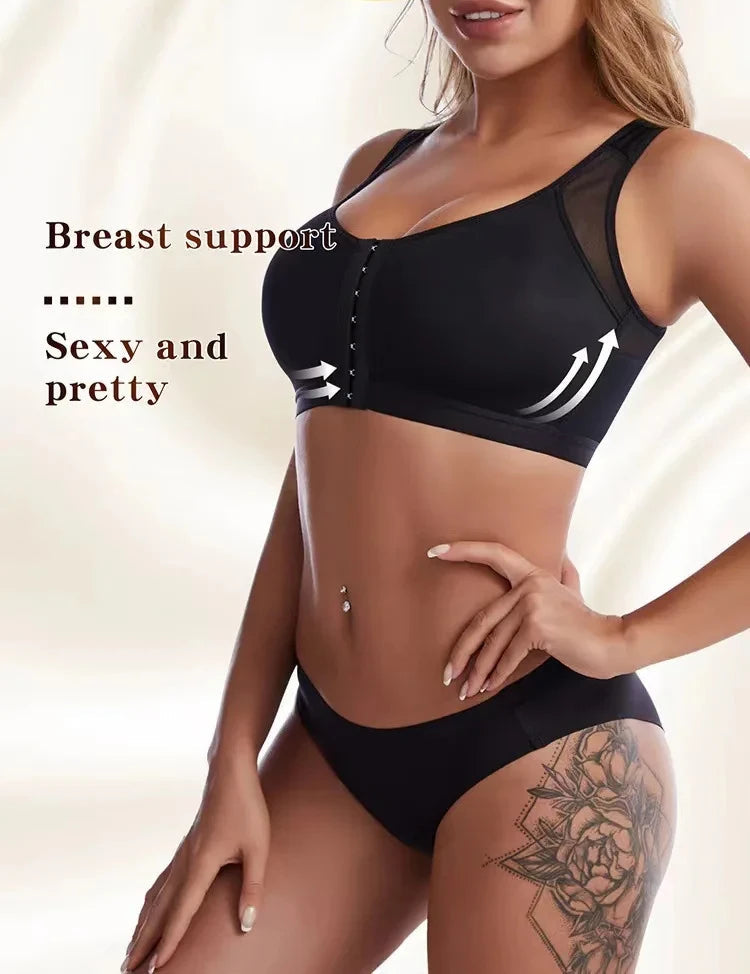 Vest Bras Front Closure – Posture Corrector, Lift-Up, Push-Up, Cross Back, Shockproof Sports Support