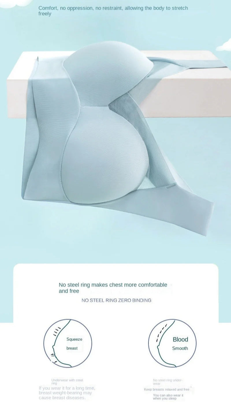 Women's Seamless Ice Silk Bra – Sexy Push-Up, Wireless, Invisible, Sleep Lingerie, Fitness Sports Bralette
