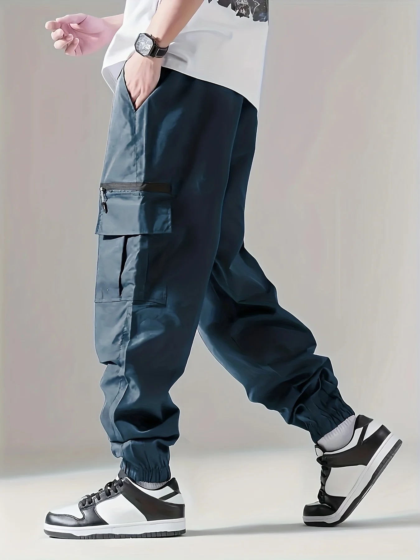 Men's Cargo Pants – Thin, Comfortable and Breathable, Outdoor Casual Wear, Suitable for Running and Cycling, Multi-Pocket Style