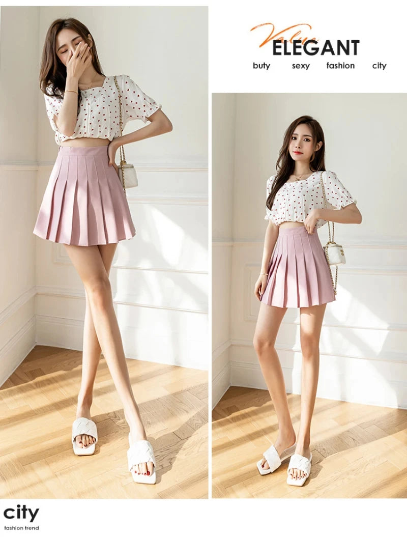 Women's Pleated Mini Skirt – High Waist, Zipper, Summer, JK Dancing Style, Fashion Student A-Line