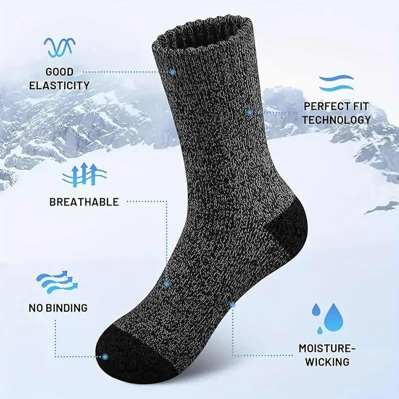 5 Pairs Wool Socks for Men – Super Thick, Thermal Hiking Socks, Ideal for Cold Weather