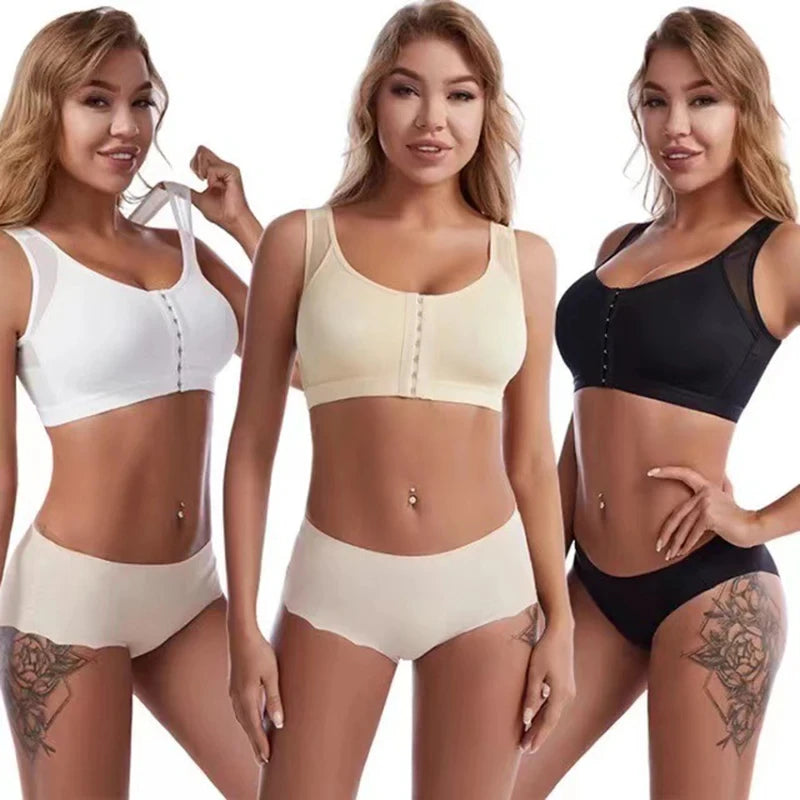 Vest Bras Front Closure – Posture Corrector, Lift-Up, Push-Up, Cross Back, Shockproof Sports Support