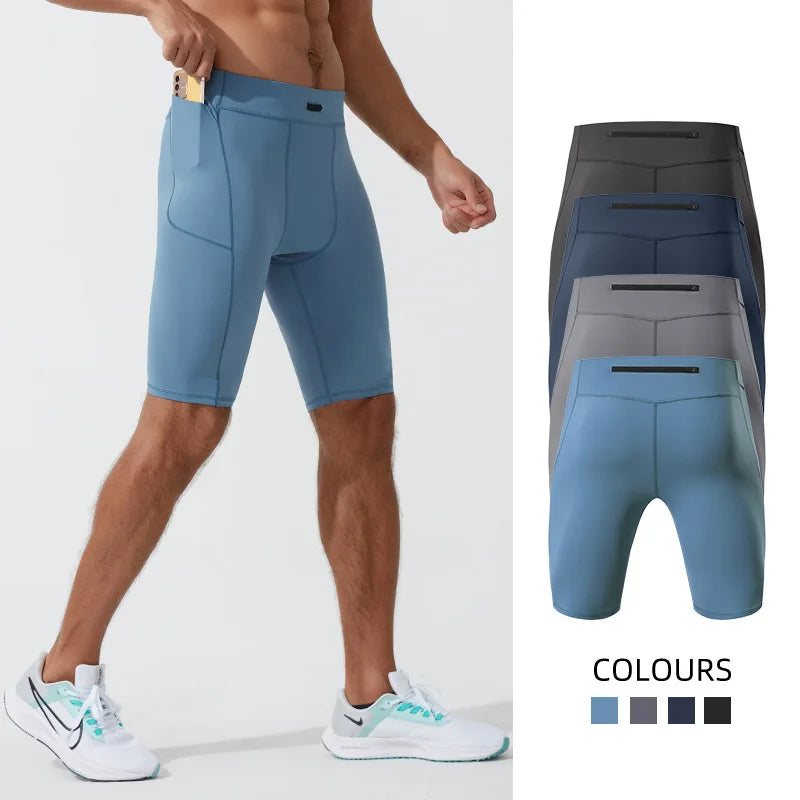 Compression Shorts Men – Quick Dry Bodybuilding Tights, Fitness Leggings, Elastic Waist, Sport Bottoms, Gym and Running Shorts