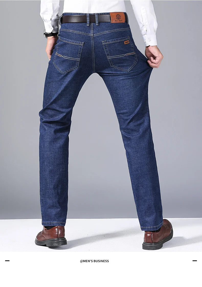 Men's Classic Jeans – Soft Black Denim, Biker Style, Pantalones Hombre, Stylish and Comfortable Overalls for Men