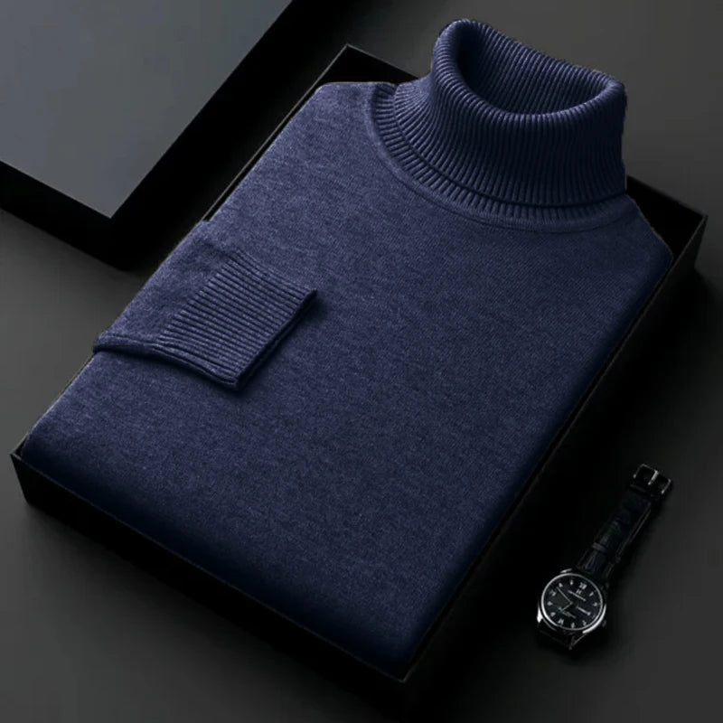 Sweatwear Men's Anti-Pilling High-Quality Knitted Turtleneck Sweater – Slim Fit, Long Sleeve Pullover, Solid Color, Trendy Men’s Clothing