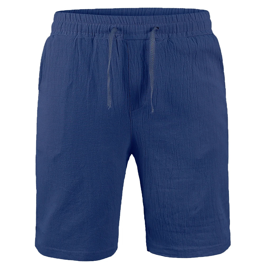 Men's Shorts – Cotton Linen, Breathable Solid Color, Loose Fit, Summer Casual, Lace-up Bottoms