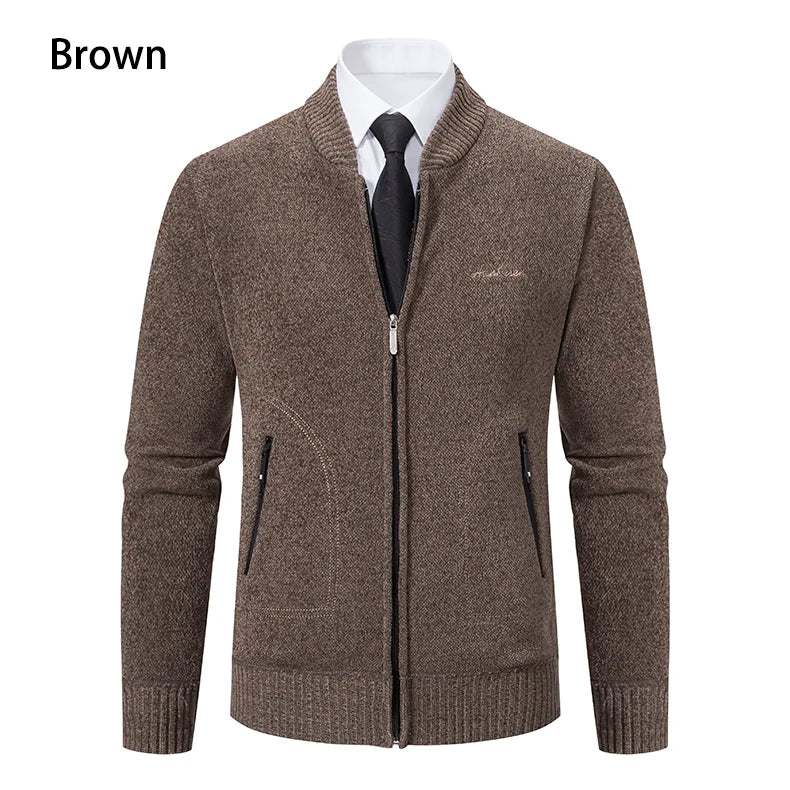 Knitwear Men's Stand-up Collar Thick Warm Cardigan Sweater – Loose Fit, Casual Winter Coat