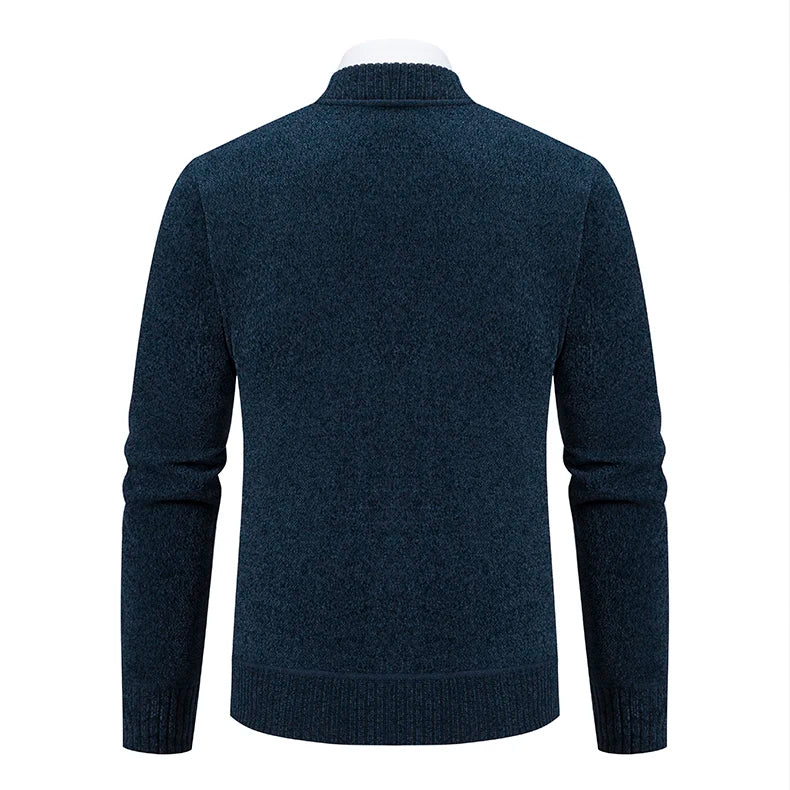Knitwear Men's Stand-up Collar Thick Warm Cardigan Sweater – Loose Fit, Casual Winter Coat