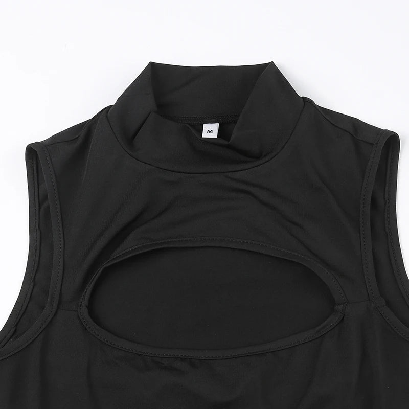 Black Hollow Out Bodysuit – Rave Clubwear, Backless, Sexy Streetwear Jumpsuit