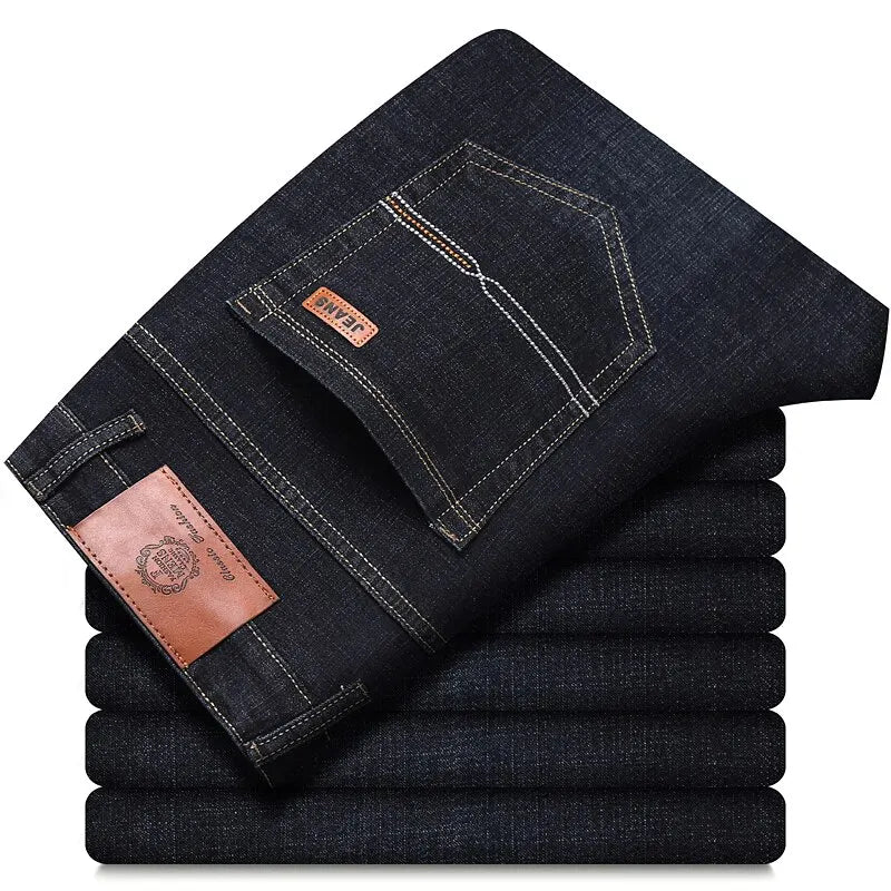 Men's Classic Jeans – Soft Black Denim, Biker Style, Pantalones Hombre, Stylish and Comfortable Overalls for Men