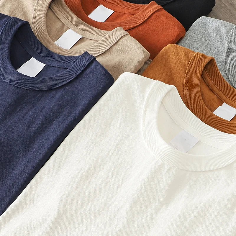 Heavyweight Long-Sleeve T-Shirt – 100% Cotton, O-Neck, Plain White, Oversized Men's Wear