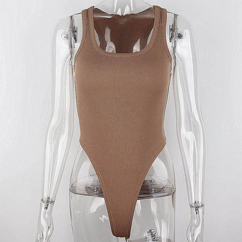 Sleeveless Knit Bodysuit – Hot Summer Sexy Bodycon Off-Shoulder Halter Tops, Casual Street Bodice for Women Clubwear