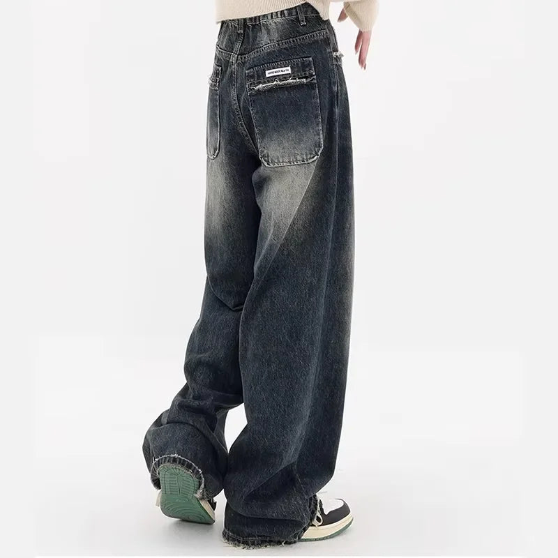 Y2K Baggy Jeans – Streetwear, Retro Fashion, Autumn, High Waist, Loose Fit, Wide Leg, Denim Trousers