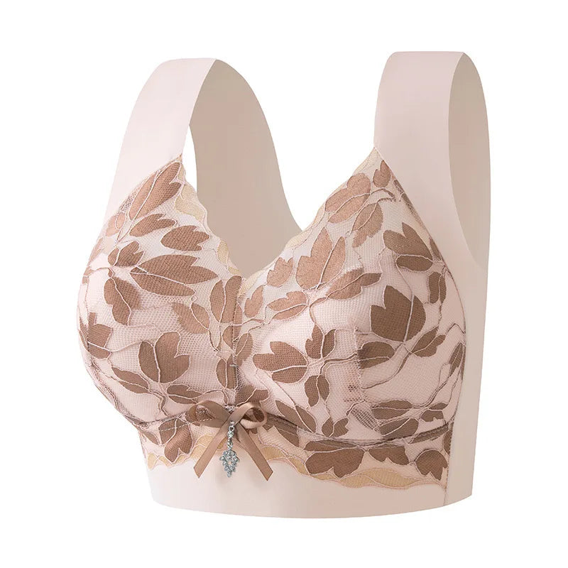 Push-Up Lace Sports Bra – Seamless, Wireless, Thin Design, Minimizer for Large Busts