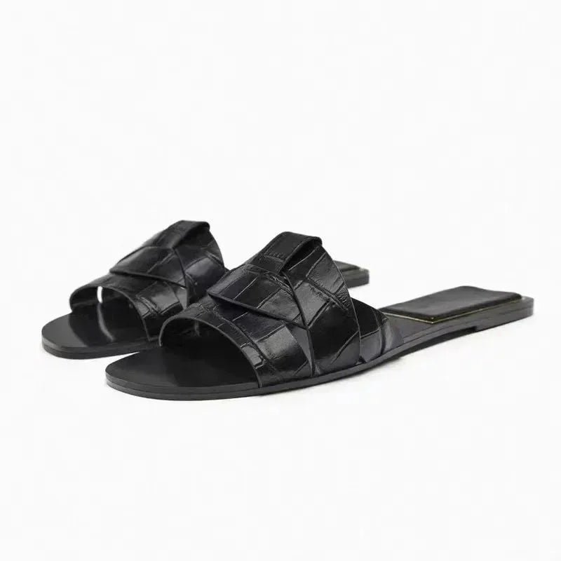 Designer Brand Flat Slippers - Woven Comfortable Casual Bottom Slippers for Women, Summer New Collection
