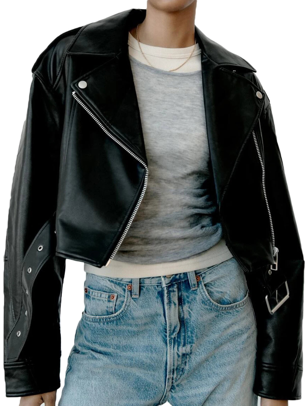 Fitaylor Women's Faux PU Leather Jacket – Casual Lapel, Zipper, Short Biker Coat, High Street Style