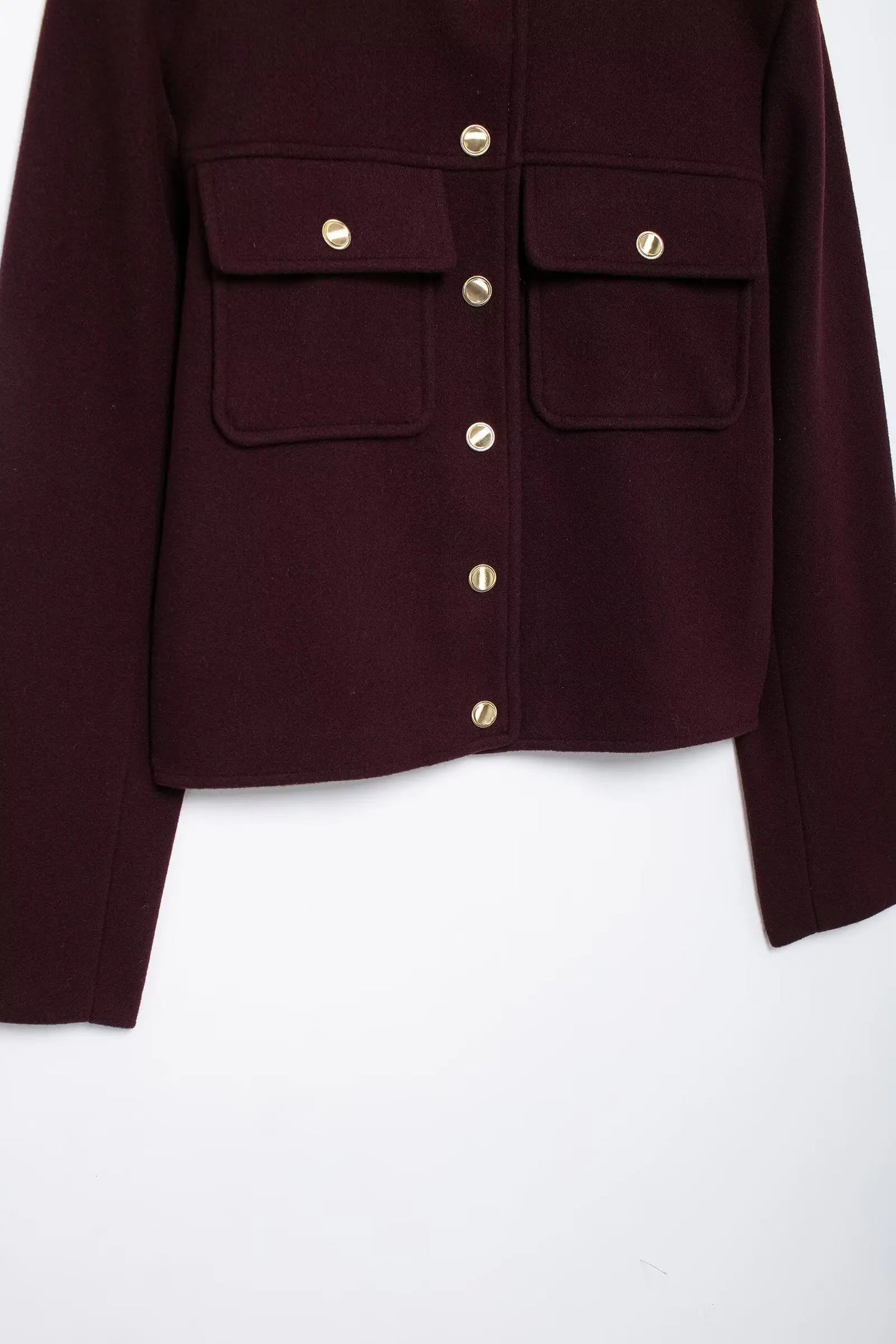Women's Soft Tweed Bomber Jacket – O-Neck, Long Sleeve, Button-Up, Loose Woolen Streetwear Coat