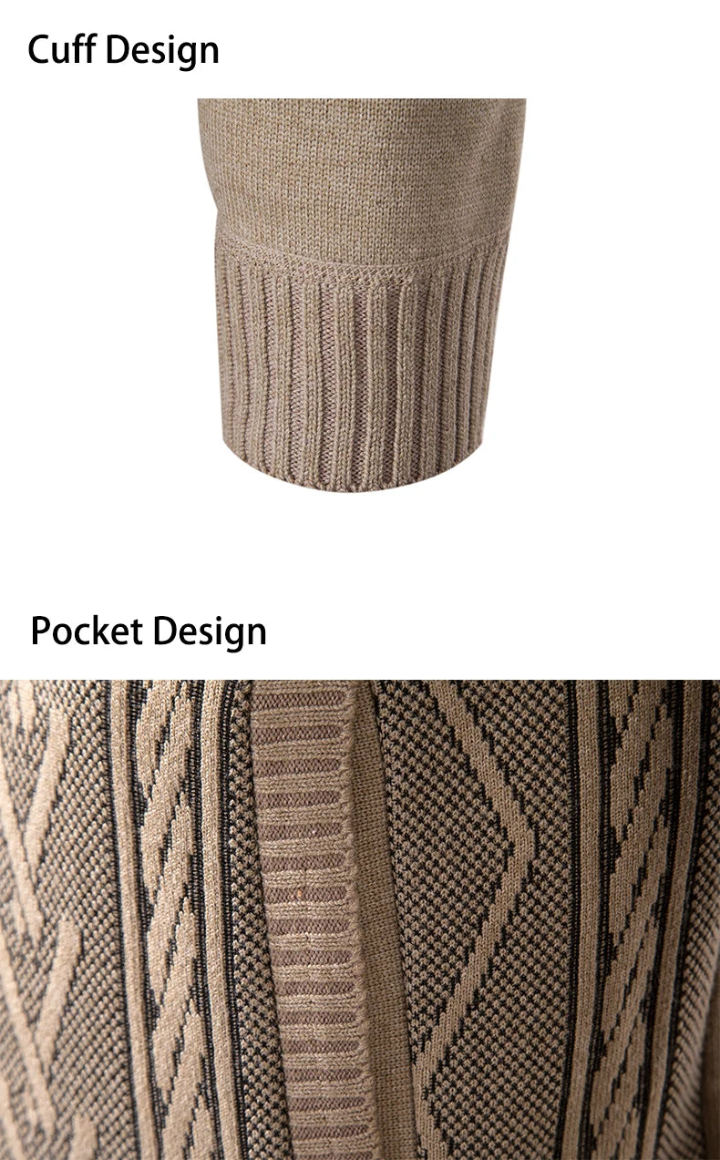 Cashmere Padded Warm Casual Men's Knitted Sweater Coat