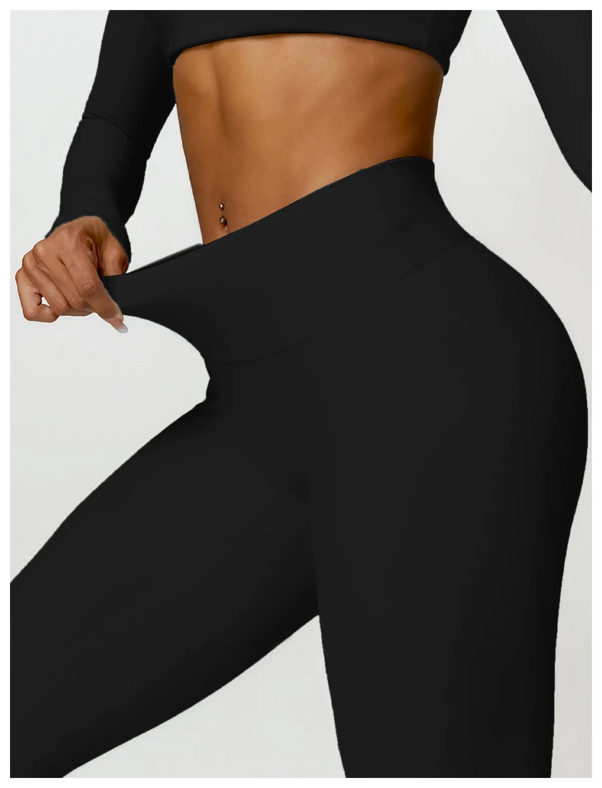 2PCS Women's Yoga & Gym Set – Quick-Dry Long Sleeve Sports Shirt & Leggings for Running & Workout