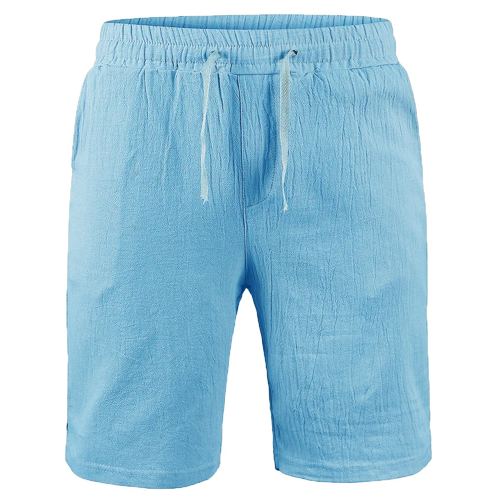 Men's Shorts – Cotton Linen, Breathable Solid Color, Loose Fit, Summer Casual, Lace-up Bottoms
