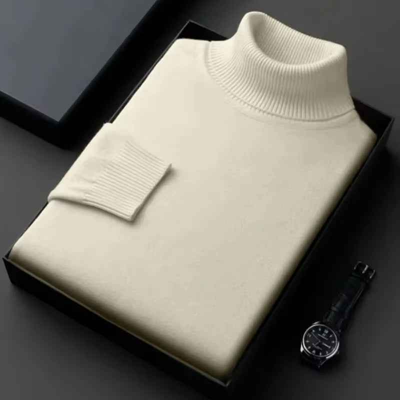 Sweatwear Men's Anti-Pilling High-Quality Knitted Turtleneck Sweater – Slim Fit, Long Sleeve Pullover, Solid Color, Trendy Men’s Clothing