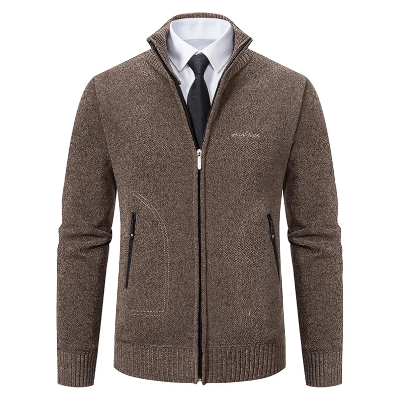 Knitwear Men's Stand-up Collar Thick Warm Cardigan Sweater – Loose Fit, Casual Winter Coat