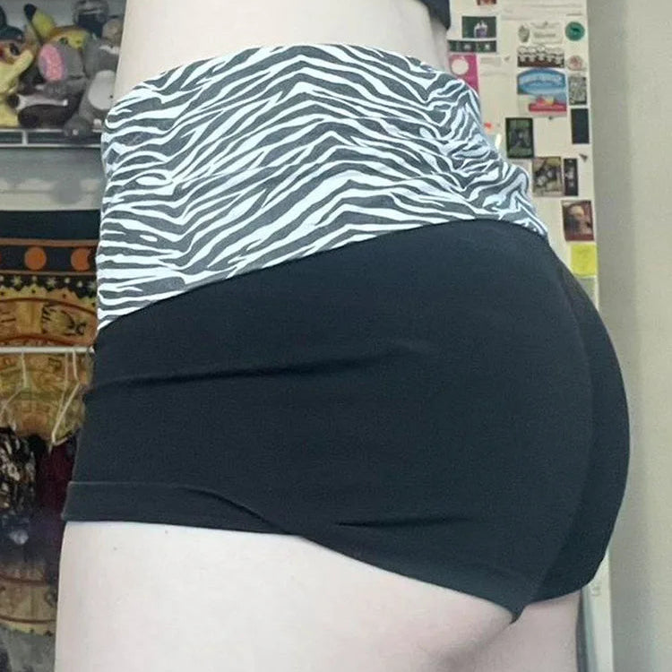 Beach Style Patchwork Zebra Shorts – Holiday, Sexy, Slim Fit, Low Waist, Summer Fashion, Streetwear
