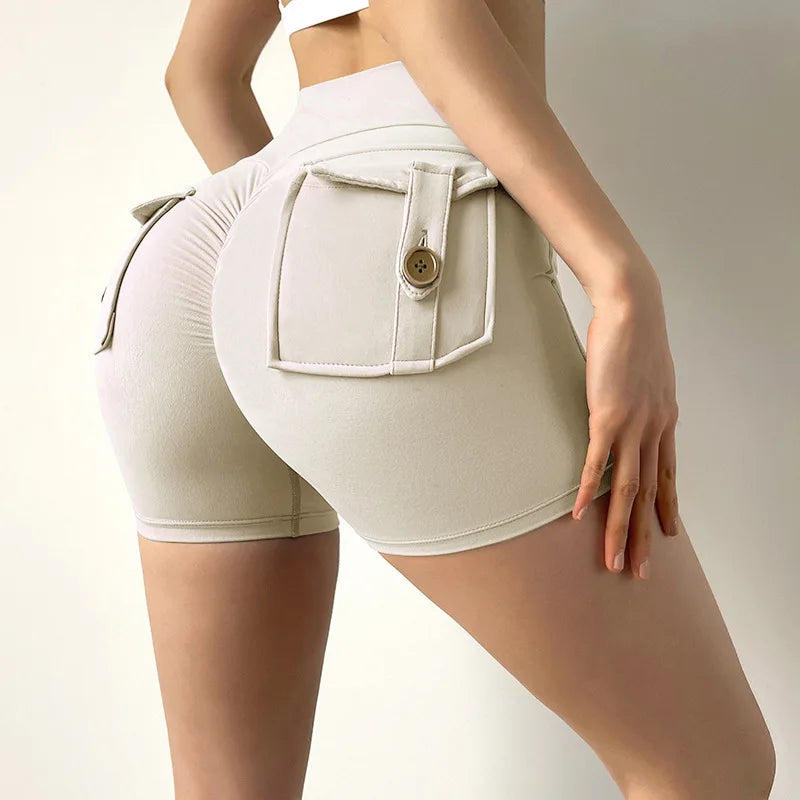 Women Sport Shorts – Pocket Design, Gym Wear, Sexy High Waist, Workout, Push Up, Booty Scrunch, Biker Shorts, Fitness, Cycling Tights