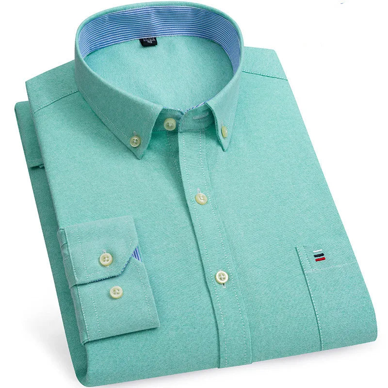 Men's 100% Cotton Shirt – Long Sleeve Plaid Oxford, Plaid, Regular Fit Formal Dress Shirt, Available In Oversized