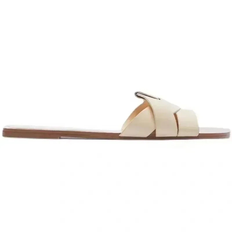 Designer Brand Flat Slippers - Woven Comfortable Casual Bottom Slippers for Women, Summer New Collection
